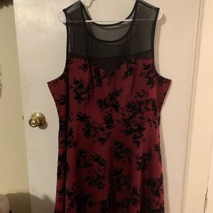Flocked red velvet dress.